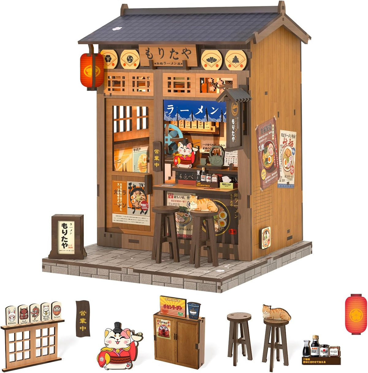 Fsolis Book Nook Kit Booknook Bookshop - Morita-ya Ramen