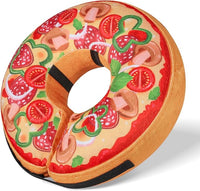 Grand Line Pizza Inflatable Collar for Dog and Cat, Soft Protective Recovery Cone After Surgery, Blow up Pet Donut Collar Cone, E-Collar Alternative Does not Block Vision (Cartoon, Medium)