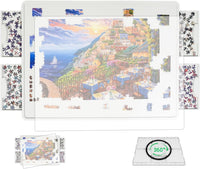 BuilderButler Lightweight 1500 Pieces Rotating Puzzle Board with 6 - Plastic-4 Drawers / Medium-1500pcs