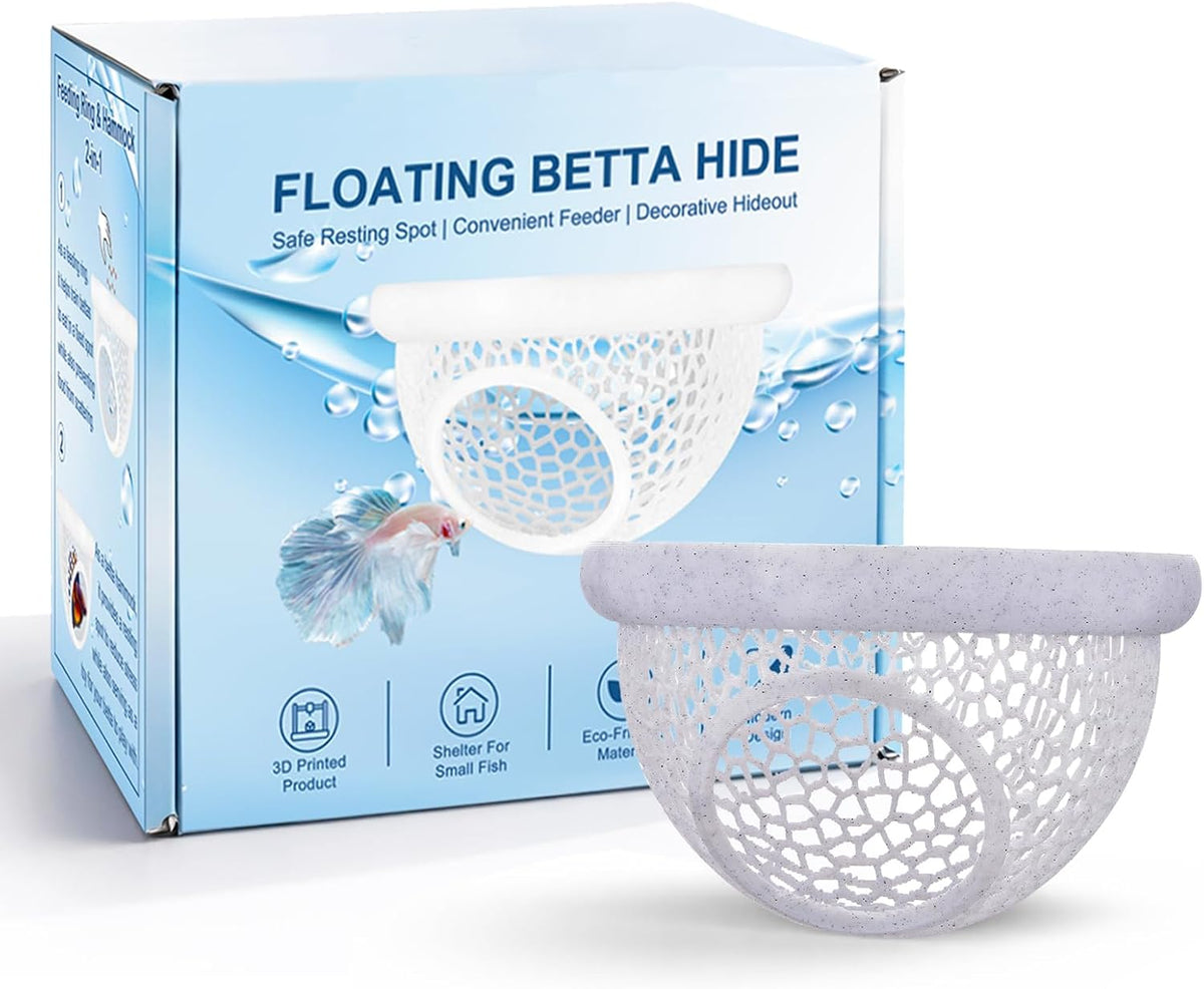 Floating Betta Hide & Shrimp Cave, 3D Printed Aquarium Decor - Grey - image 3