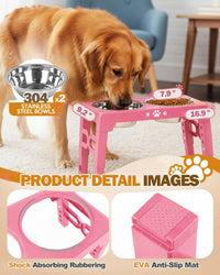 Elevated Dog Bowls for Medium Large Size Dogs - Pink / Medium Large / 2 Basic Bowls - image 4