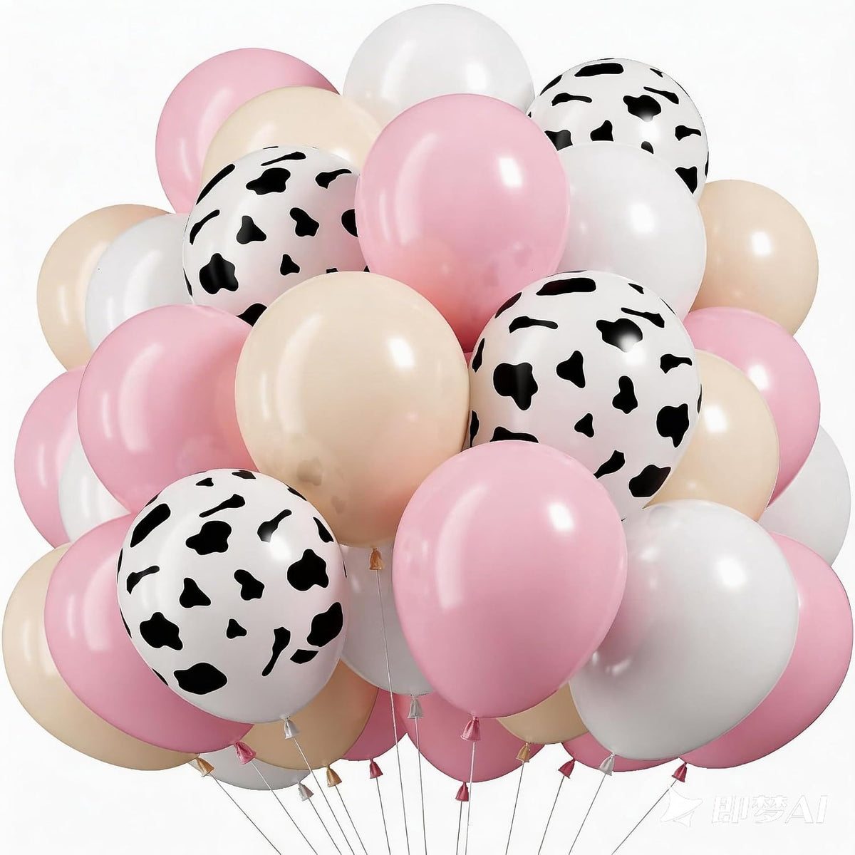 Pastel Balloons Whimsical Christmas Rainbow Colorful Birthday Balloon – Fun for Kids & Family - Pastel Pink Cow