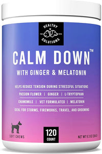 Calming Chews for Dogs - Dog Calming Treats for Anxiety & Stress Relief with Melatonin and Ginger - Aid with Storms, Grooming, Fireworks, Separation, Travel, Motion Sickness, & Sleep - 120 Chews
