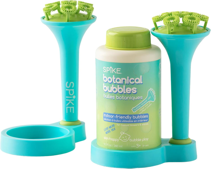 Innobaby Spike Bubble Blower w/Mess Free Botanical Bubbles & Tray - Indoor Bubbles Aqua Wand Value Set