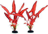 2-Pack 12 Inch Aquarium Silk Aquarium Plants, Artificial Plastic Plant for Small Tank, Goldfish, Fish Hides,Dark Red