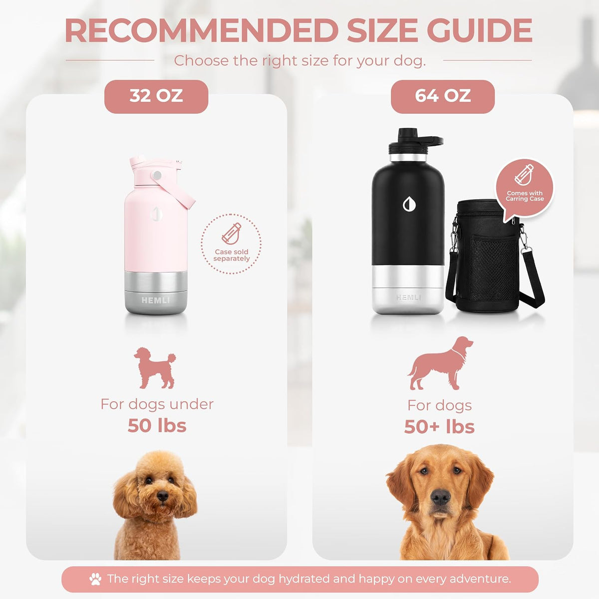 32 oz. Dog Water Bottle, Insulated Dog Travel Water Bottle - Pink / 32 oz - image 4