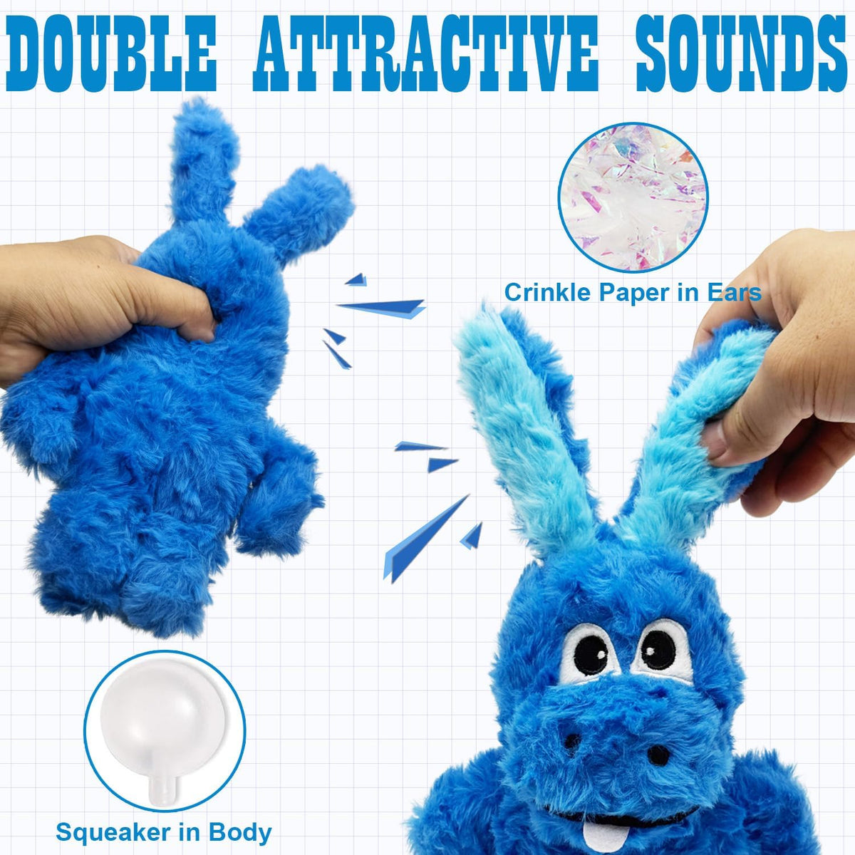 Donkey Squeaky Plush Dog Toy for Small Medium Large Dogs, Blue – Essentials for Dogs - image 2