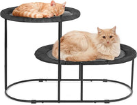 Defined Deco 2 Tier Elevated Cat Hammock Bed, Furniture Cat Bed Breathable Comfortable, Raised Cool Ca t Hammock for Indoor Cats, with Removable Mesh and Steel Frame for Summer