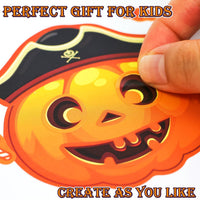 Aowplc 56 Halloween Pumpkin Make-a-Face Sticker Sheets for Kids - 32 Halloween - image 4