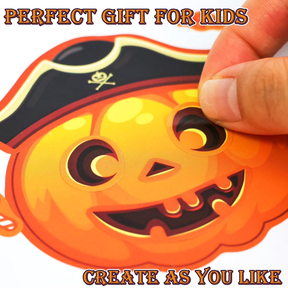 Aowplc 56 Halloween Pumpkin Make-a-Face Sticker Sheets for Kids - 32 Halloween - image 4