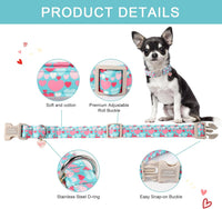 Dog Collar With Metal Buckle, Red Rose Flower Gift for Small - Colorful Love / L - image 2