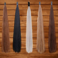Horse Tail Extensions with Braided Horsehair Loop, Blunt Cut Bottom, 34-36 inches Long and 1 lb Weight (Mixed Brown)