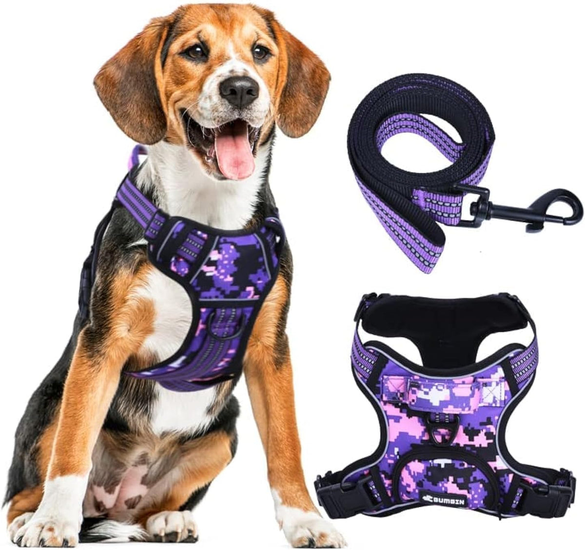 No Pull Dog Harness for Medium Dogs - Purple Camo / L