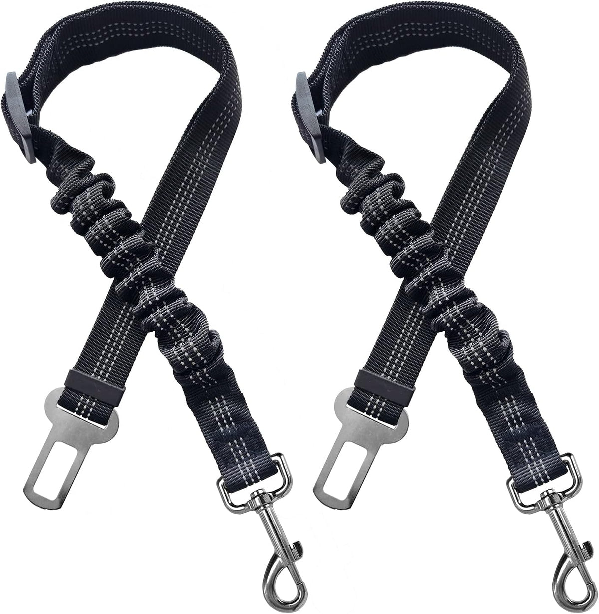 2 Dog Car Harness Seatbelt Seat Belt Leash Travel Accessories Bungee - Black / 2 Packs