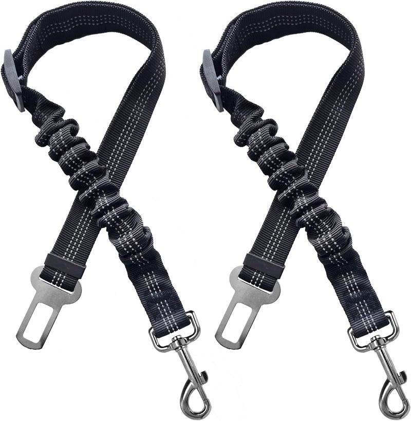2 Dog Car Harness Seatbelt Seat Belt Leash Travel Accessories Bungee - Black / 2 Packs
