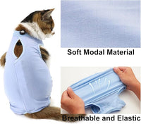 Cat Recovery Suit, Surgical Recovery Clothes for Abdominal Wound or Skin Disease, Cats Onesie After Surgery and Spay, E-Collar Alternative Pajama Suit (Blue, Small)