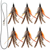 miwoowim 12 Pack Cat Wand Toy Refills with Bells - 6 Feather Refills