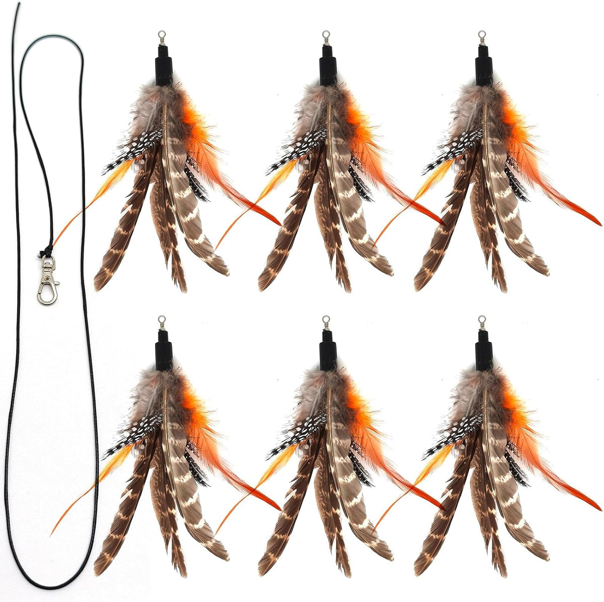 miwoowim 12 Pack Cat Wand Toy Refills with Bells - 6 Feather Refills