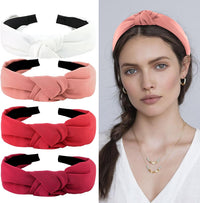 YISSION 4Pcs Wide Halloween Knotted Headbands Pumpkin Ghost Skull - White,Dark Pink,Red,Dark Red