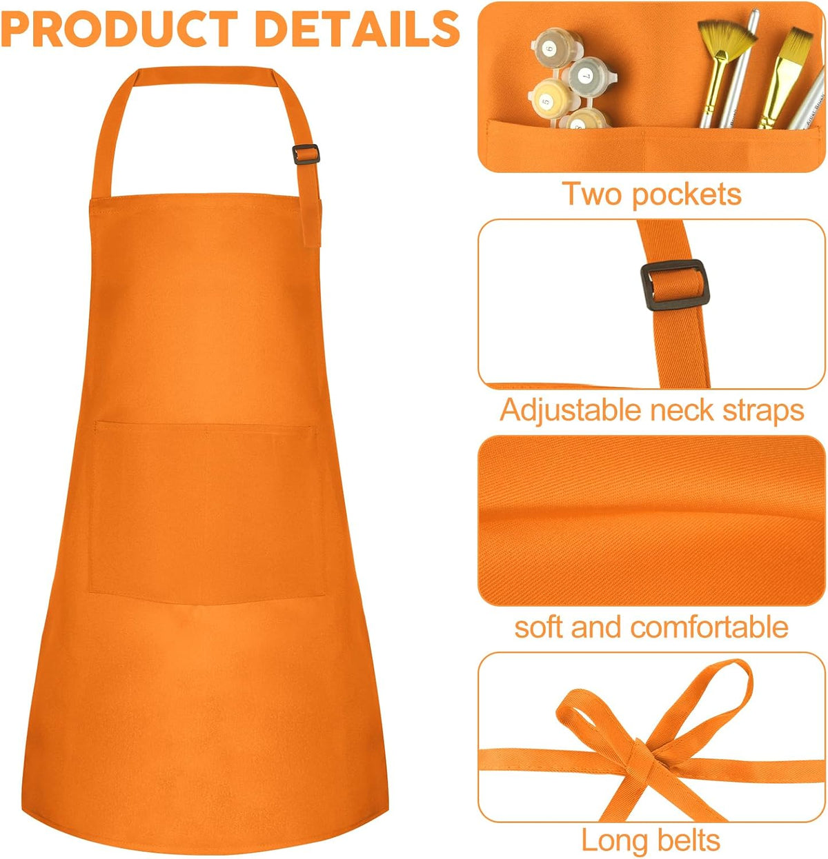 5 Pack Kids Apron Adjustable Children Apron with 2 Pockets Children - Multicolor / 5 - image 3