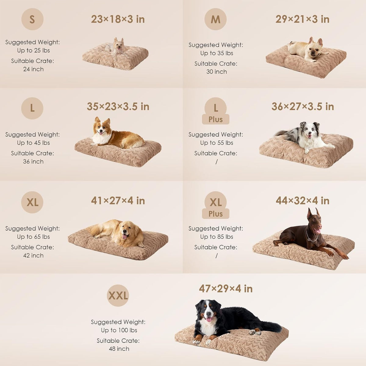EHEYCIGA Washable XL Dog Beds Large Sized Dog - Camel / 44" x 32" x 4" - image 3