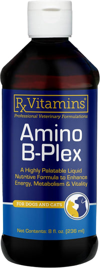 Rx Vitamins Amino B-Plex Cat & Dog Supplement - Vitamin B Complex Liquid Plus Amino Acids for Dogs & Cats - Appetite Booster and Cat & Dog Weight Gainer - Supplements & Vitamins - 8 oz