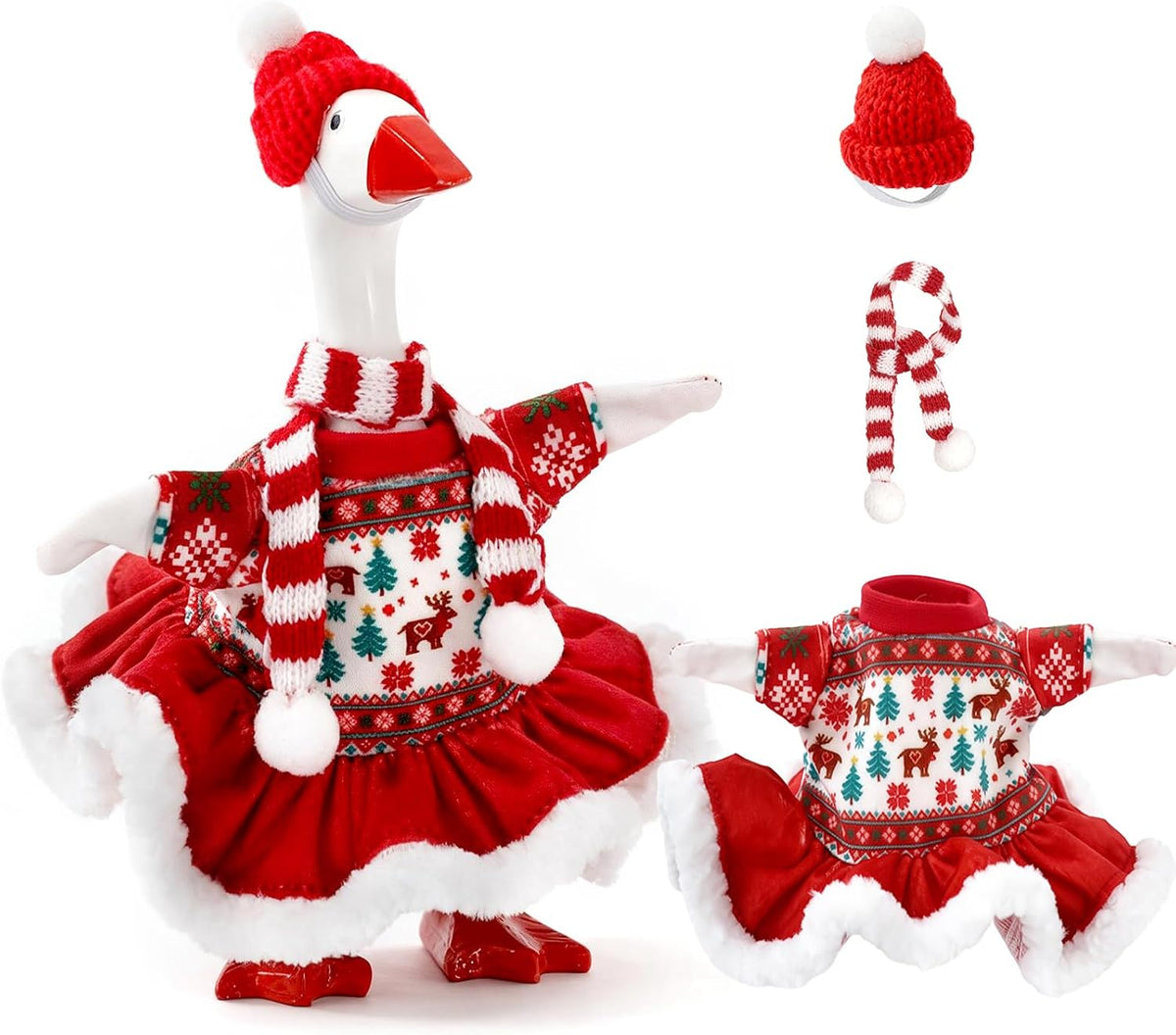7 Inch Mini Desk Goose Outfits - Christmas Color(sweater)