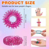 Tondiamo 100 Pack Spiky Sensory Acupressure Finger Rings - Vivid Colors - image 2