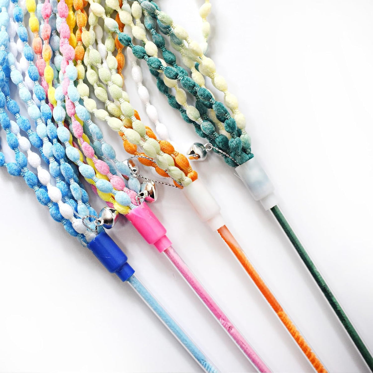 Cat Wand Toy 4 PCS Vibrant Plush Srtip Teaser Wands Interactive Cat - A - image 4