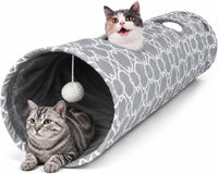 Geometric Straight Cat Tunnel with Plush Inside - Extra Large Straight Tunnel
