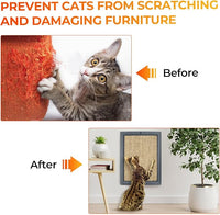 Cat Scratching Post, Natural Wooden Sisal Cat Wall Scratcher, Floor or Wall Mounted Vertical Cat Scratch Pad for Indoor Cats Adults or Kittens, Cat Wall Furniture Protector (Single Grey)