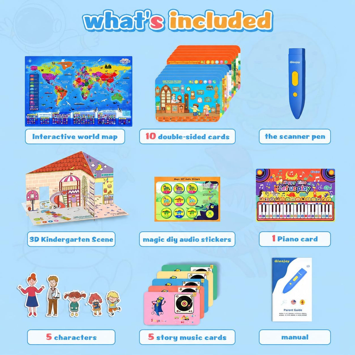 Qiaojoy Bilingual Interactive World Map for Kids Learning Educational - World Map & Search and find book - image 4