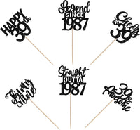 24PCS Black Happy 50th Birthday Cupcake Toppers Fifty Straight Outta - Black / 39th - image 3