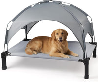 Elevated Dog Bed with Removable Canopy - Grey / 51"L x 36"W x 9.5"H