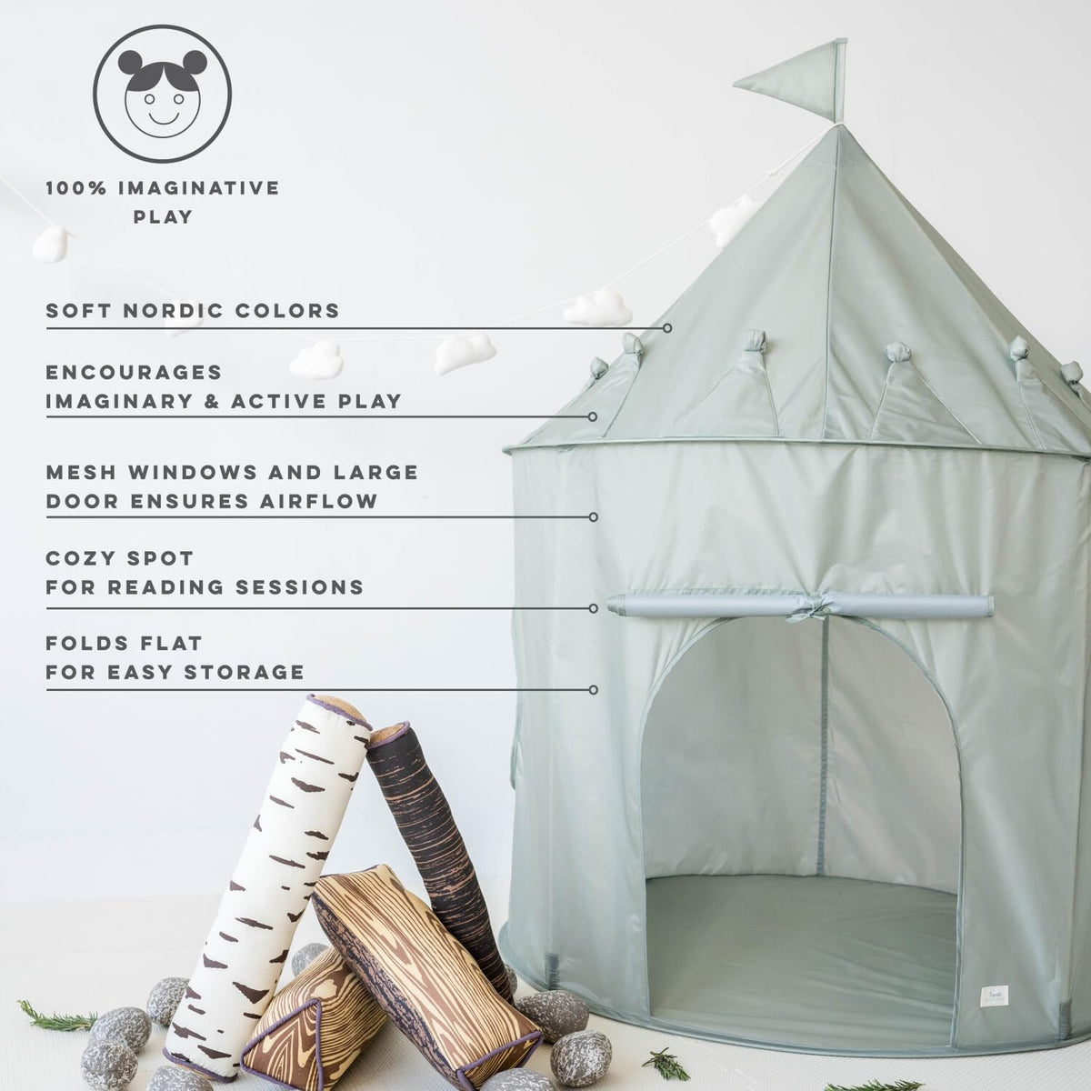 3 Sprouts Kids Play Tent for Ages 3 to 10 - Solid Green - image 4