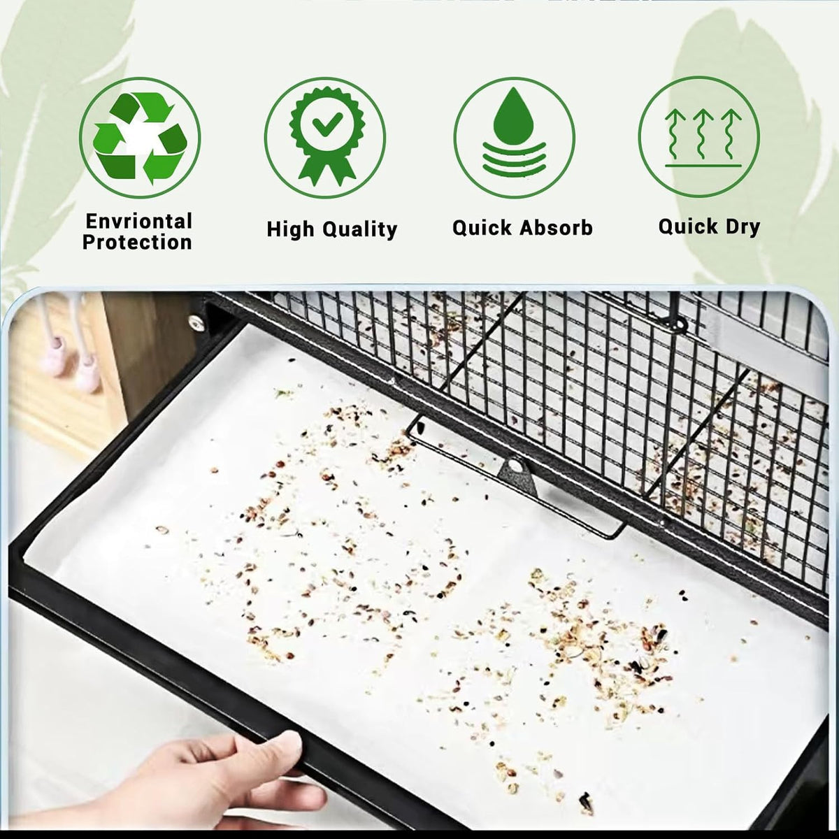 ZIQON 120 Pcs Bird Cage Liner Papers Big Size Cage Paper Liners - 18.5*18.5 inch / White - image 4
