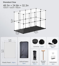 Small Animal Playpen, Guinea Pig Cages with Waterproof Mat, 24 Panels Pet Playpen for Hamsters, Hedgehog, Bunny, Ferret, Indoor Outdoor Plastic Fence, 48.5 x 24.8 x 32.3 inches