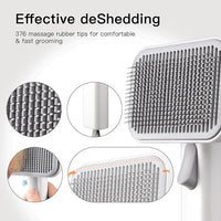 Self Cleaning Slicker Dog Cat Brush for Shedding - Deshedding Tool with Max Massage Tips, Grooming Brush for Short Medium Haired Cats & Dogs (White)