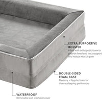 Friends Forever Orthopedic Dog Bed for Medium Dogs, Waterproof Memory Foam Dog Sofa Bed M with Removable Washable Cover, Ally Grey, 28x23x6.5