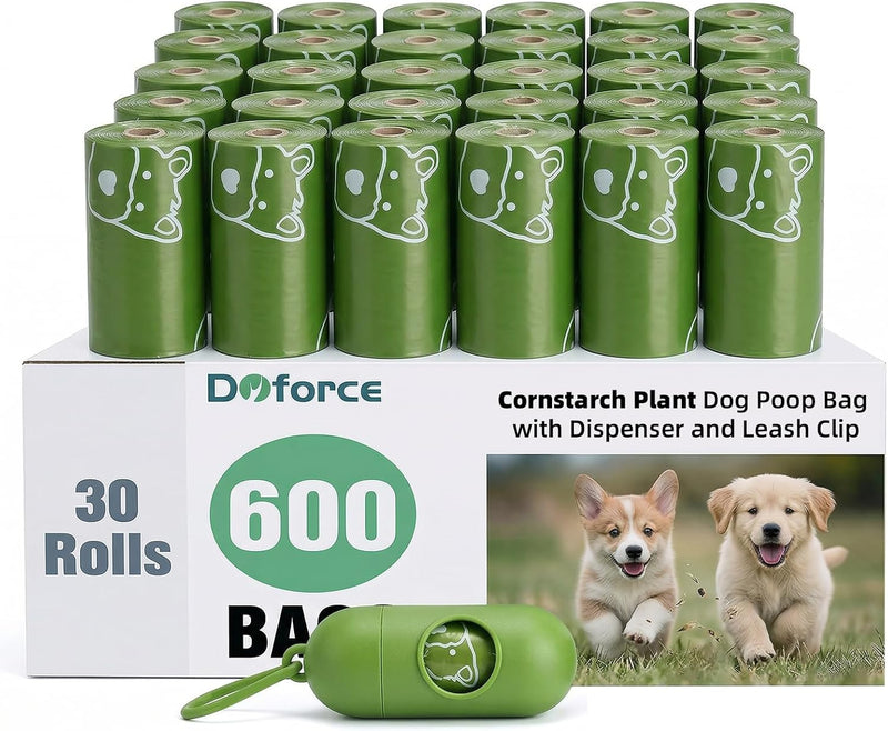 Dyforce 600 Count Dog Poop Bags Rolls with Dispenser Pink – Essentials for Dogs - Green