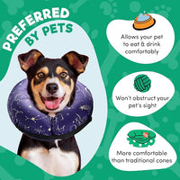 BENCMATE Inflatable Dog Cone Collar Alternative, Soft Dog Cone for Small Medium Large Dogs and Cats, Neck Recovery ECollar Donut Collar After Surgery (XLarge, Constellation)