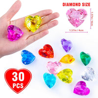 Niceup acrylic heart gems, 30 chunky 3D heart-shaped diamond gemstones for kids - view 36