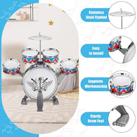 Kids Jazz Drum Set Toys for 3-7 Year Olds - Red-blue - image 2