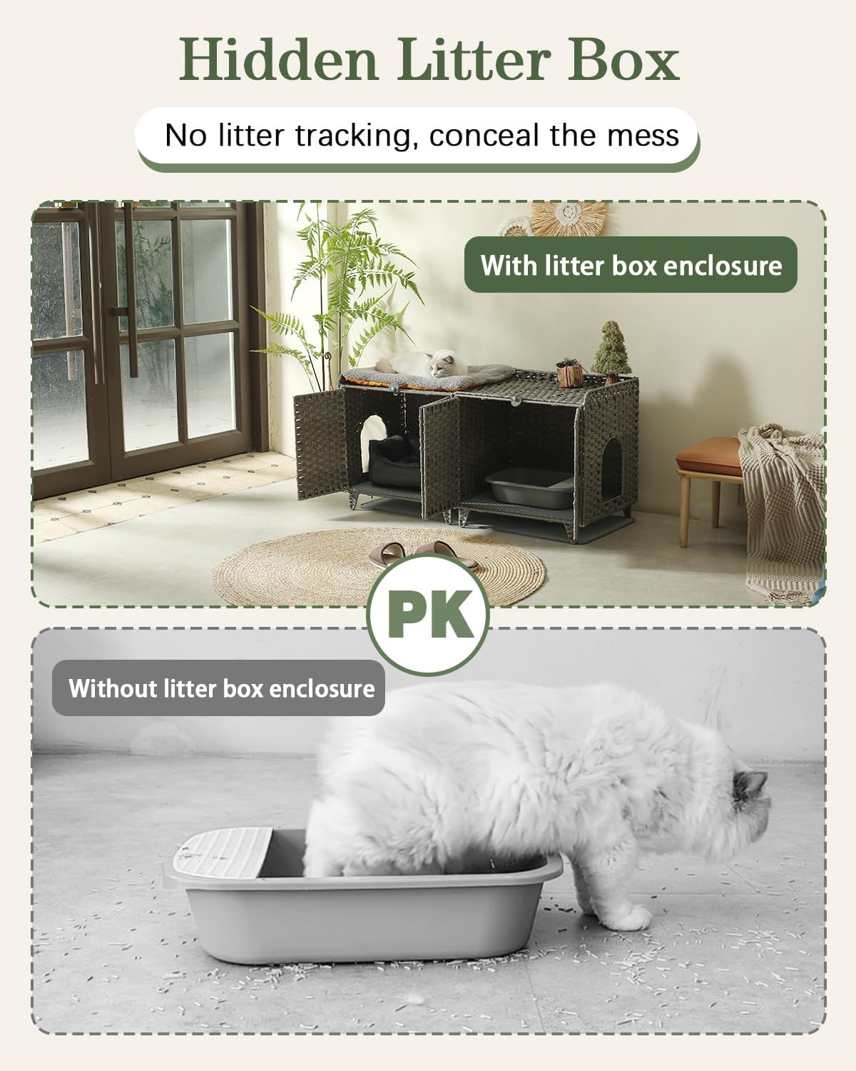 Cat Litter Box Enclosure Hidden Litter Box Furniture - Extra Large / Grey - image 4