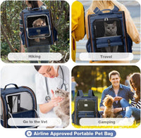 Cat Carrier Backpack, Expandable Pet Carrier with Sun Shade & Full Front Opening, Breathable Mesh - Blue / XL-Mesh Window - image 4
