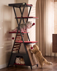 72.4" Modern Cat Tree for Indoor Cats, Multi-Level Cat Condo – Essentials for Cats - Black - image 3
