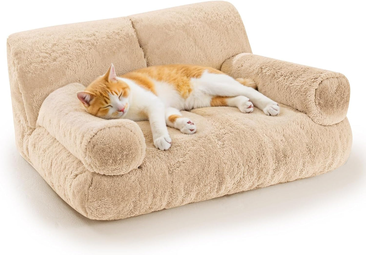 Gimars Large Cat Bed for Indoor Cats - Teak Milk Color