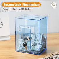 Hicocool Clear Acrylic Piggy Bank with Lock & Key - Blue - image 2