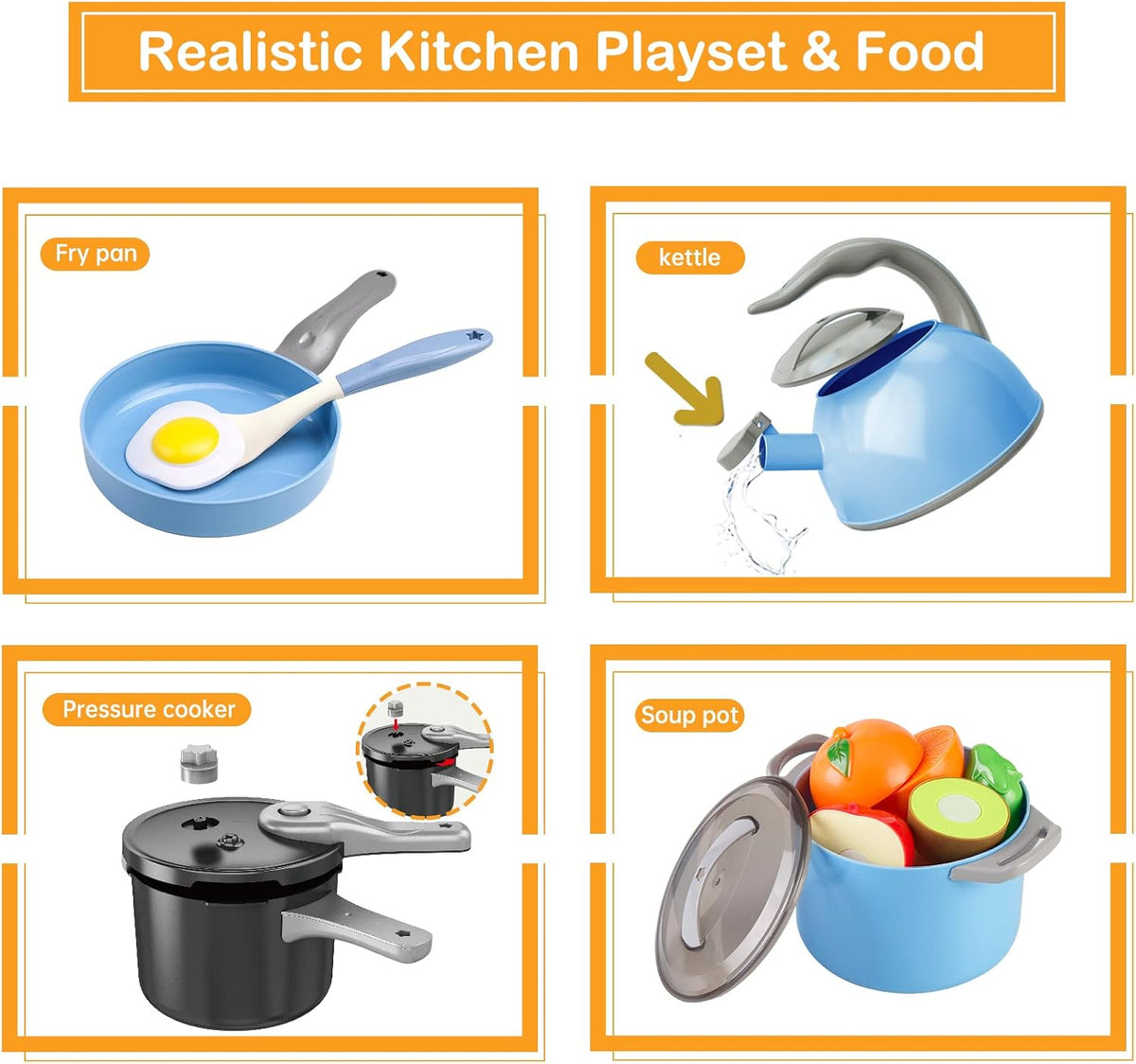 105Pcs Kids Kitchen Toy Accessories - Blue - image 4