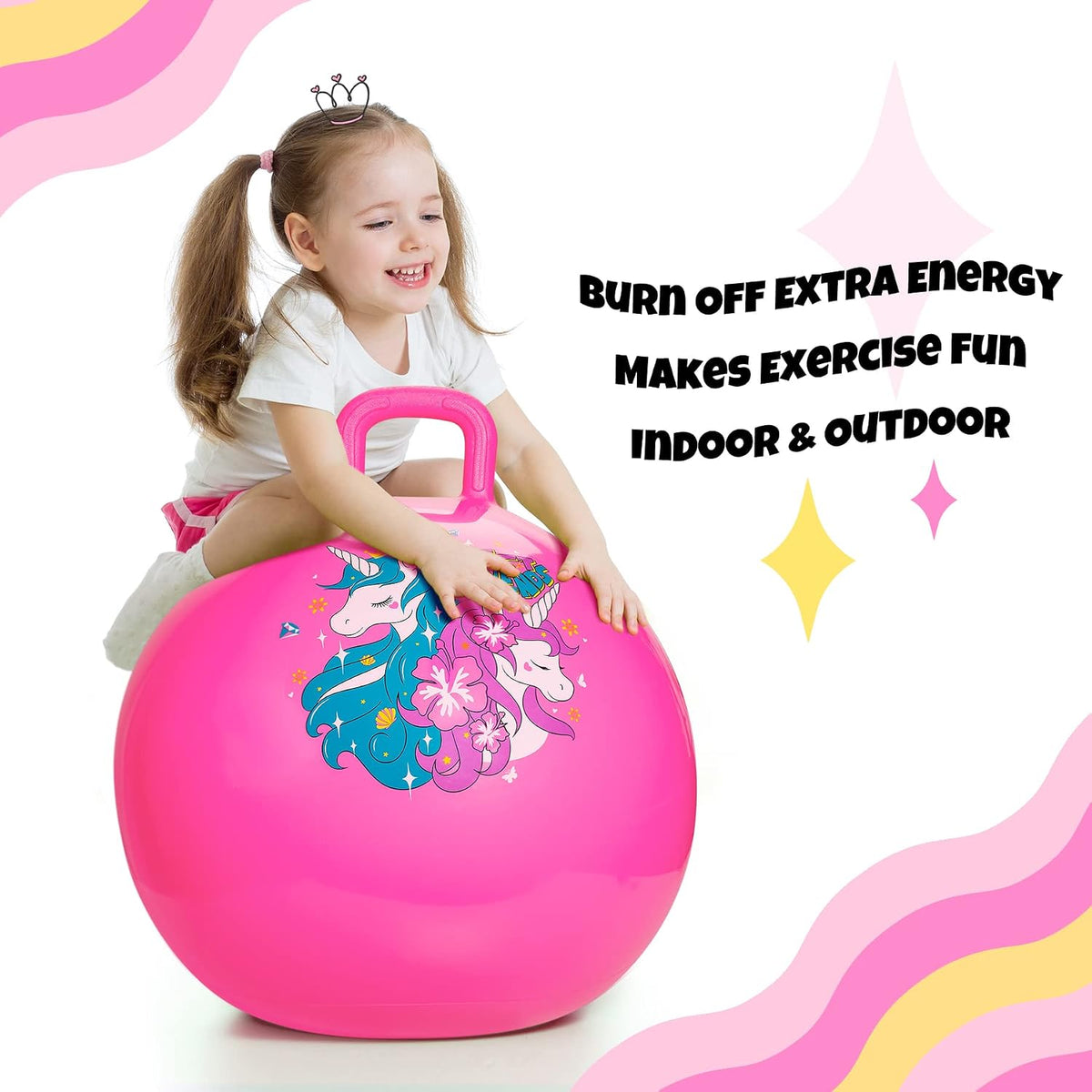 ZOOJOY Hopper Ball, Hopping Toys for Kids - Age:3-8(18''/45cm) / Pink Unicorn - image 3